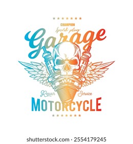 Vintage Custom Motorcycle Poster. Original vector illustration in vintage style. T-shirt design. Hand drawn, not AI