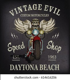 Vintage custom motorcycle  poster , t-shirt  print.