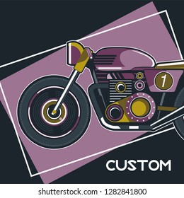 Vintage Custom Motorcycle Poster - Vector