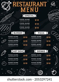 VINTAGE Custom Restaurant CHALKBOARD Menu Design - Retro Menu - Bar Menu - Blackboard Chalk Style Menu