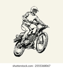 Vintage custom skull dirt bike trail motorcycle illustration