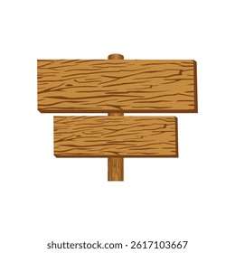 Vintage cut timber signboard on wooden pole for information or advertising message