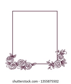 Vintage cute floral frame. Hand drawn illustration for for wedding, greeting, birthday decoration design