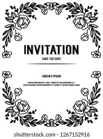 Vintage cute floral frame for invitation vector illustration