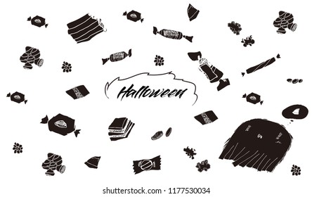 Vintage and cute Halloween illustration