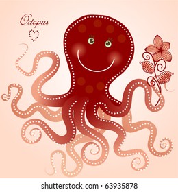 Vintage cute octopus