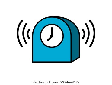 Vintage cute pink alarm clock morning icon doodle flat vector design