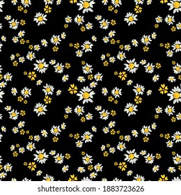 Vintage cute seamless daisy flower pattern - All over floral chamomile print - Vector
