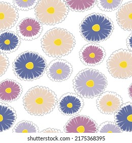 Vintage cute seamless ditsy wild flowers pattern - All over floral colorful daisy print flower daisy in pastel color