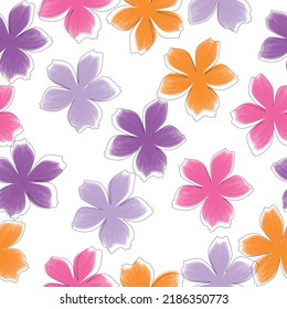 Vintage cute seamless ditsy wild flowers pattern - All over floral colorful daisy print flower daisy in pastel color