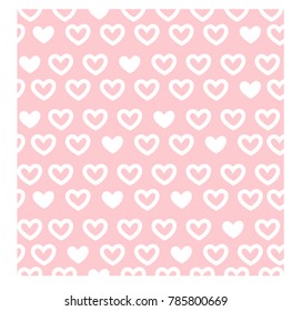 Vintage cute seamless pink heart Valentine day background,romantic pattern vector,doodle art illustration