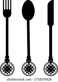  vintage cutlery fork knife spoon with decorative handles