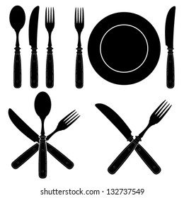 Vintage Cutlery Silhouettes designs