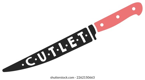 Vintage cutlet knife vector typography Object Illustration
