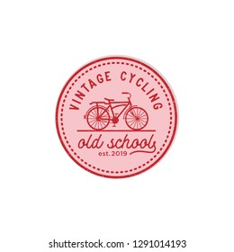 Vintage cycling old school logo design inspiration in red color