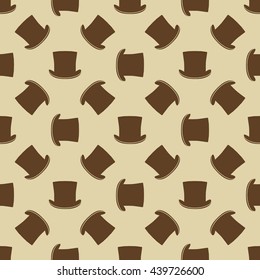 Vintage cylinder hat seamless pattern. Stylish retro print for covering or wrapping. Vector Illustration background.