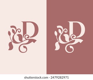 Vintage D Letter Floral Design. Classic Monogram Alphabetical Icon for Restaurant, Boutique, Hotel.