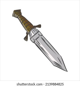 La daga vintage con estilo dibujado a mano. Ilustración vectorial.