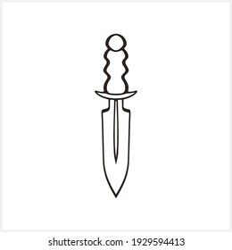 Vintage Dagger Symbol einzeln auf Weiß. Doodle-Kunstlinie. Sketch-Messer. Vektorgrafik. EPS10