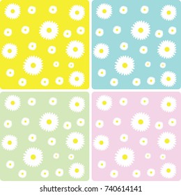 vintage daisy flower pattern set baby vector
