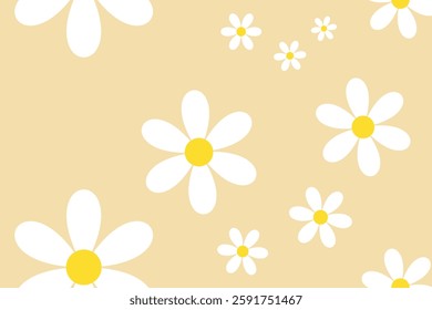 Vintage Daisy Flower Seamless Pattern. Bloom Seamless Pattern With Daisy Flower on Color Backgrounds Vector. Cute Floral Print.
