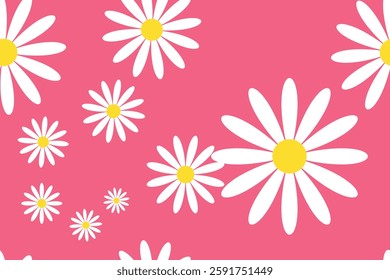 Vintage Daisy Pattern Printable. Blossom Seamless Pattern Background Granny Style. Patchwork Flowers.