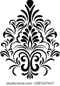 Vintage damask baroque ornament with floral retro antique style. Isolated element for wedding decoration.