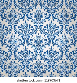 Vintage Damask Brocade Wallpaper Vector Background Tile