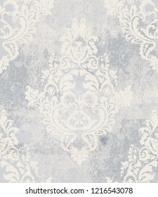 Vintage damask card background Vector. Luxury ornament background decoration. Grunge effects