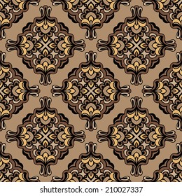Vintage damask circle  floral vector pattern