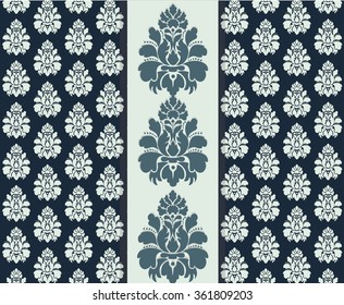 Vintage damask decor invitation pattern background. Vector