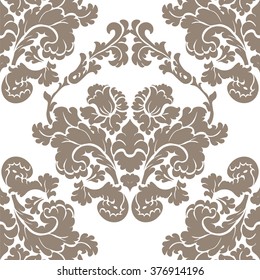 Vintage Damask elegant flower ornament pattern. Luxury texture for wallpapers, backgrounds and invitation cards. White and beige colors. Vector