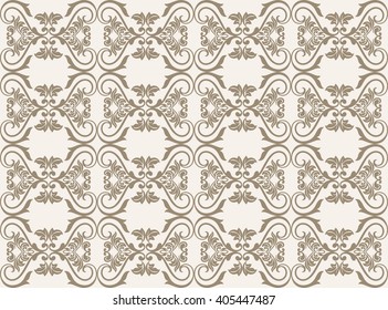 Vintage Damask floral classic pattern ornament. Vector background for cards, web, fabric, textures, wallpapers, tile, mosaic. Taupe color