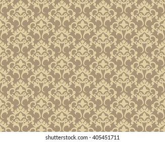 Vintage Damask floral classic pattern ornament. Vector background for cards, web, fabric, textures, wallpapers, tile, mosaic. Cream color