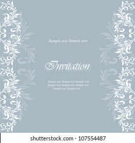 Vintage damask floral invitation card.