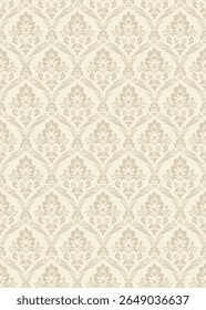 Vintage Damask Floral Pattern Seamless Vector Design with Cream Background Classic Decorative Wallpaper Elegant Style Ornamental Fabric Background for Luxury Interiors