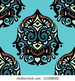 Vintage Damask Floral Vector Pattern seamless design