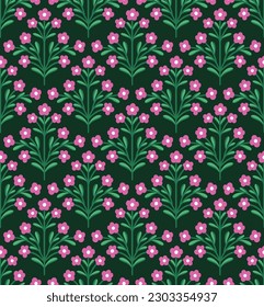Vintage Damask Floral Vector Seamless Pattern. Decorative Retro Flower Illustration. Abstract Art Deco Background.