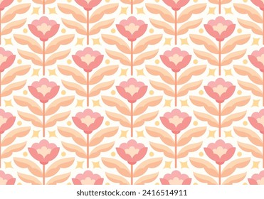 Vintage Damask Floral Vector Seamless Pattern. Decorative Retro Flower Illustration. Abstract Art Deco Background.