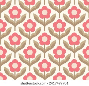 Vintage Damask Floral Vector Seamless Pattern. Decorative Retro Flower Illustration. Abstract Art Deco Background.
