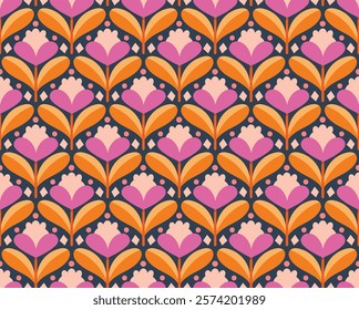 Vintage Damask Floral Vector Seamless Pattern. Decorative Retro Flower Illustration. Abstract Art Deco Background.