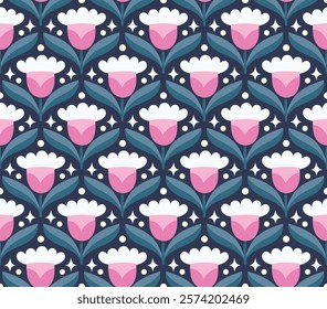 Vintage Damask Floral Vector Seamless Pattern. Decorative Retro Flower Illustration. Abstract Art Deco Background.