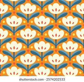 Vintage Damask Floral Vector Seamless Pattern. Decorative Retro Flower Illustration. Abstract Art Deco Background.