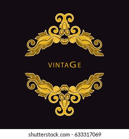 Vintage damask frame. Decorative vector design elements. 
