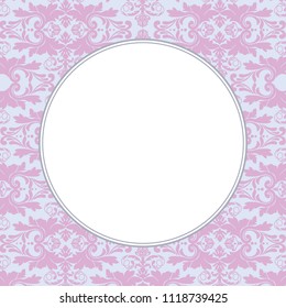 vintage damask label background, mint and purple pastel colors
