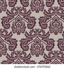 Vintage Damask ornament pattern. Elegant luxury texture for wallpapers, backgrounds and invitation cards. Red and beige colors. Vector
