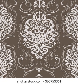 Vintage damask ornaments in beige. Vector