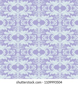 vintage damask pattern, pastel blue and purple background
