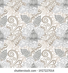 
Vintage damask pattern ,white background. Seamless floral pattern, vector. 
