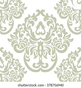 Vintage Damask Royal ornament pattern element. Luxury texture for wallpapers, fabric, textile, design, wedding invitations, greeting cards, background, cards. Green colors. Vector